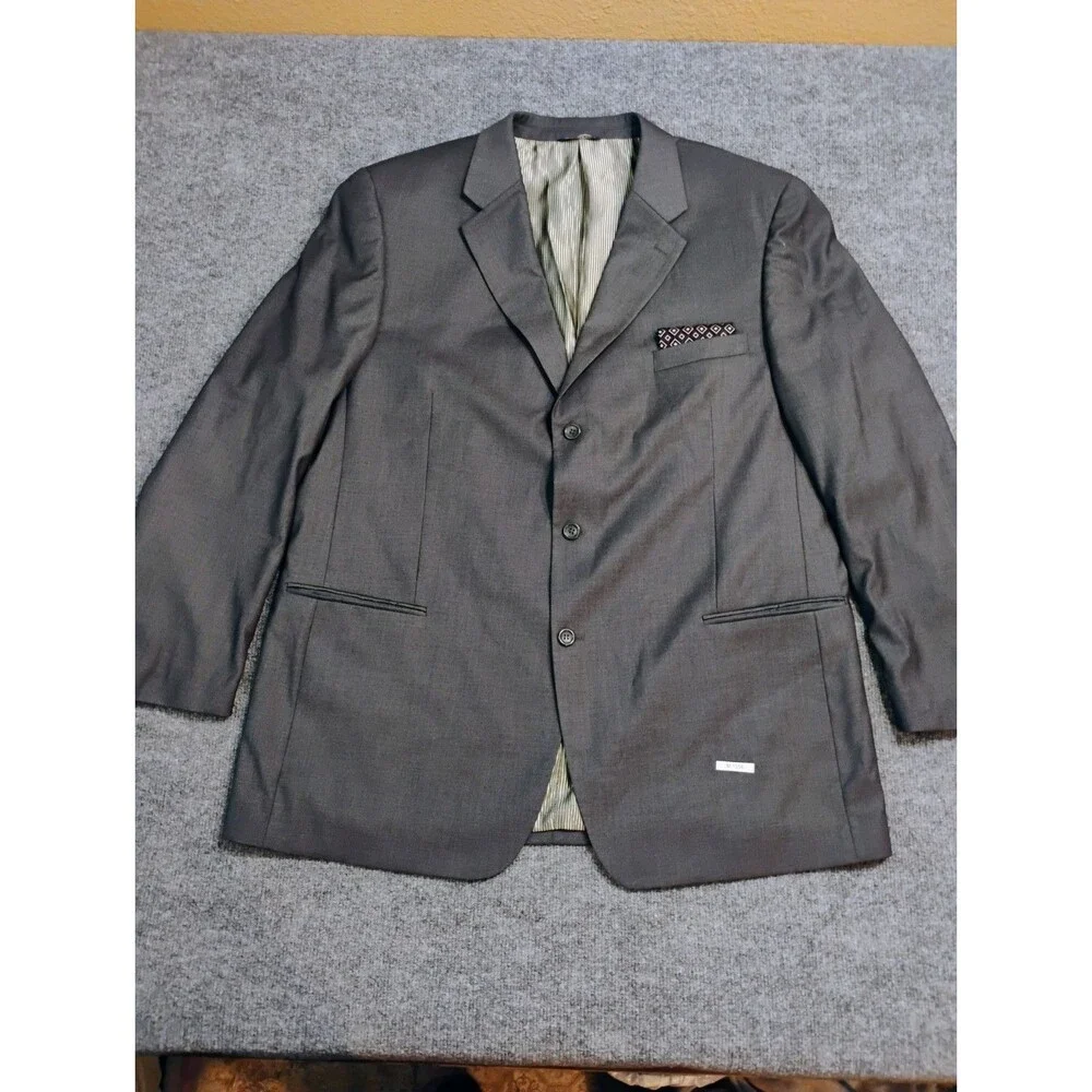 Valenti Uomo Mens Gray Sport Coat Blazer Jacket Formal Business Suit Coat 2Xl